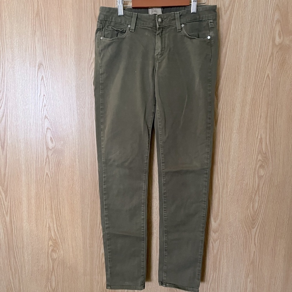 PAIGE Peg Skinny Olive Green Jeans